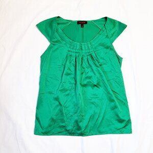 Green Pleated Scoop Neck Sleeveless Blouse By The Limited Size Small